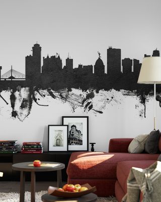 Winnipeg Canada Skyline Black & White Wallpaper
