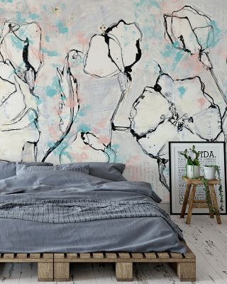 Blush Turquoise Artistic Abstract Wallpaper