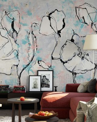 Blush Turquoise Artistic Abstract Wallpaper