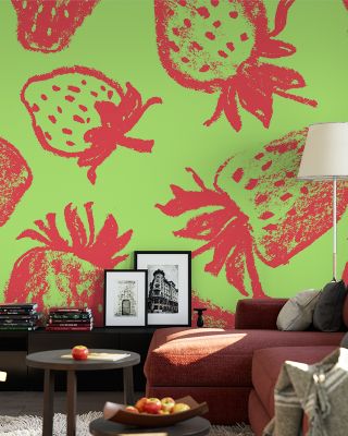 Strawberry Pleasures on Repeat Whimsical Fruit Wallpaper