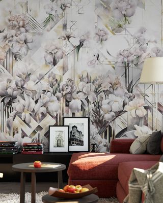 Watercolor Irises Yellow Artistic Floral Wallpaper