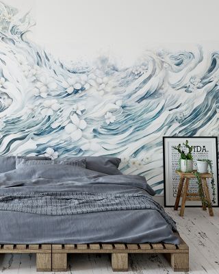 Waves of Happiness Blue Tranquil Ocean Wallpaper