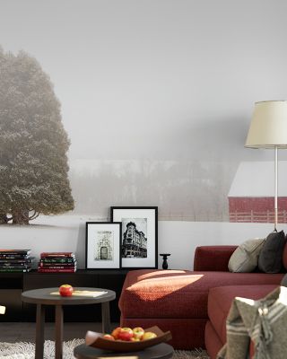 Winter Farm Serene Countryside Wallpaper