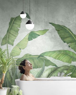 Big Leaves Plant Nature Wallpaper - Lush Greenery Design, Eco-Friendly Wall Covering