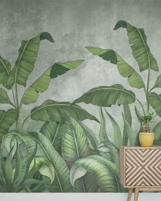 Big Leaves Plant Nature Wallpaper - Lush Greenery Design, Eco-Friendly Wall Covering