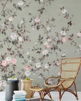 Rosellia Mural Floral Wallpaper - Elegant Flower Design, Eco-Friendly Wall Covering