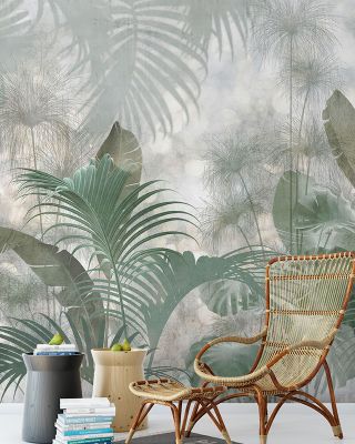 Paillettes Tropical Wallpaper - Vibrant Jungle Design, Eco-Friendly Wall Covering"