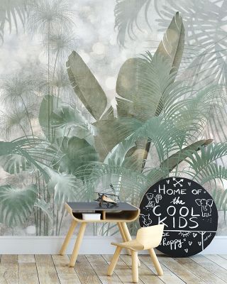 Paillettes Tropical Wallpaper - Vibrant Jungle Design, Eco-Friendly Wall Covering"