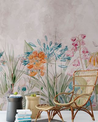 Field of Dreams Orange Floral Wallpaper - Elegant Flower Design