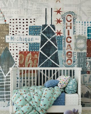 Hey Chicago Wallpaper - Cityscape Art Theme Decor