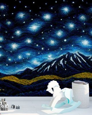 See The Cosmos Mountains Wallpaper - Starry Night Sky and Mountain Scenery