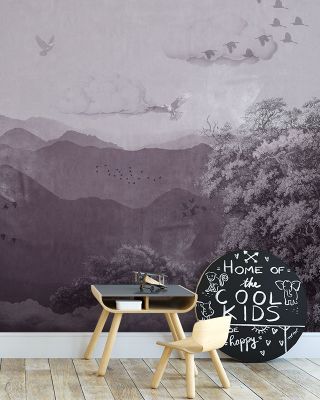 Vintage Nature Wallpaper - Mountains, Clouds, Birds, Old Tree