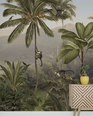 Monkey Sanctuary Wallpaper - Wild Jungle Lake, Forest Birds, Trees