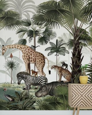 Animal Kingdom Wallpaper - Tropical Animals, Peel and Stick