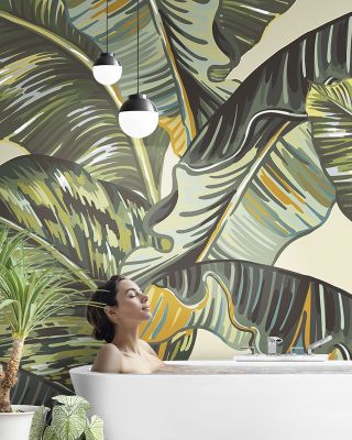 Banana Leaves Wallpaper - Lush Green Garden Theme
