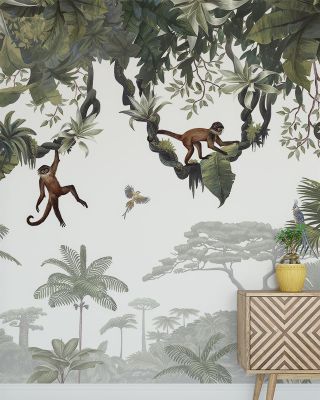 Cheeky Monkeys Wallpaper - Forest Birds, Tigers, Trees, Plants