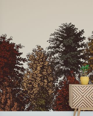 Deciduous Autumn Artwork Wallpaper - Vibrant Trees and Plants