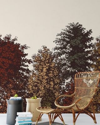 Deciduous Autumn Artwork Wallpaper - Vibrant Trees and Plants