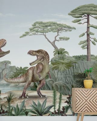 Terrific T-Rex Wallpaper Mural - Dinosaurs in Forest