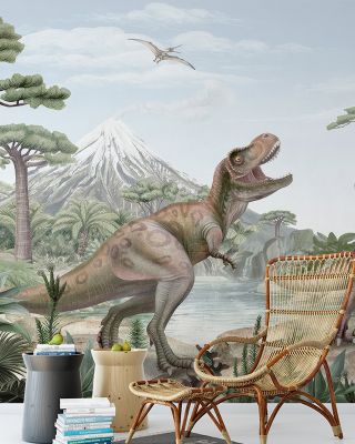 Terrific T-Rex Wallpaper Mural - Dinosaurs in Forest