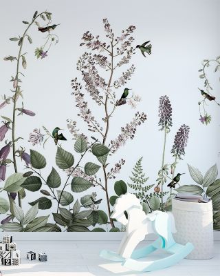 Secret Garden Wallpaper - Artistic Trees, Birds, Plants