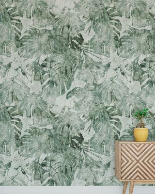 Painted Monsteras Wallpaper Mural - Artistic Trees and Plants,