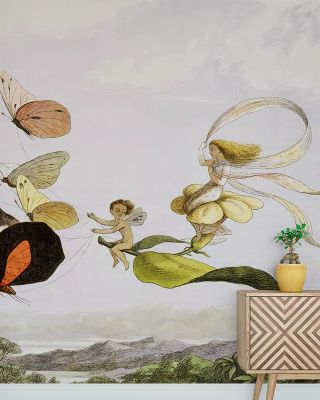 Fairy Queen Nature Wallpaper - Forest, Trees, Butterflies, Mountain Scene, Light Carriage