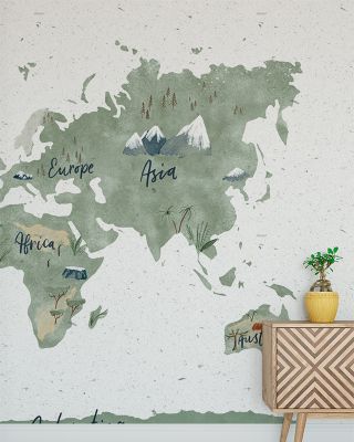 Scandi Map Wallpaper - Maps & Cities, Seven Continents, Mountains, Trees