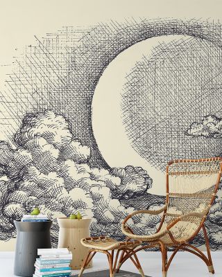 Moon In Clouds Wallpaper - Arts & Deco Style, Full Moon, Sky and Clouds