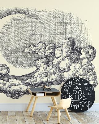 Moon In Clouds Wallpaper - Arts & Deco Style, Full Moon, Sky and Clouds