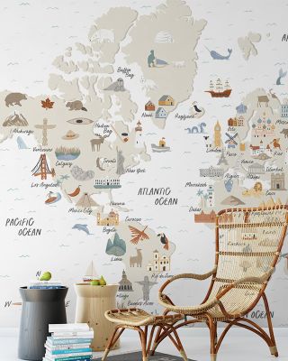 All Around The World Map Wallpaper - Global Cities and Maps