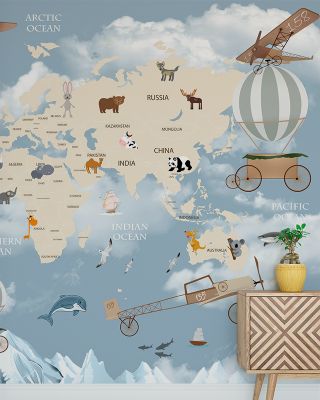 Adventure World Map Wallpaper - Global Cities and Landmarks