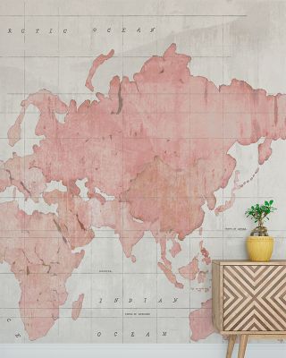 Across the World Wallpaper - She's Going Places Pink, Global Cities and Maps