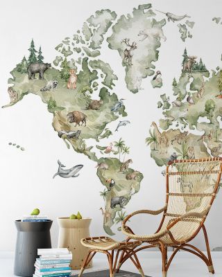 Animals From Around the World Map Wallpaper - Global Wildlife and Maps