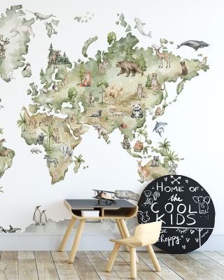 Animals From Around the World Map Wallpaper - Global Wildlife and Maps