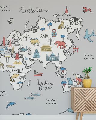 World Essentials Map Wallpaper - Detailed Global Cities and Maps