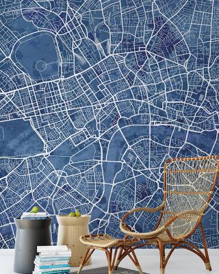 Central London Blue Map Wallpaper - Detailed Global Cities and Maps