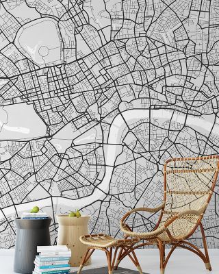 Central London Grey Map Wallpaper - Detailed Global Cities and Maps