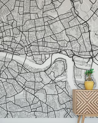 Central London Grey Map Wallpaper - Detailed Global Cities and Maps