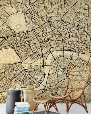 Central London Vintage Map Wallpaper - Detailed Global Cities and Maps