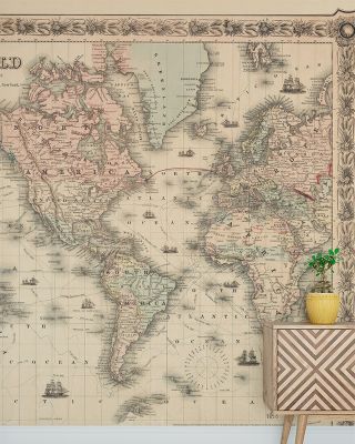 Colton's Vintage World Map Wallpaper - Historical Global Map