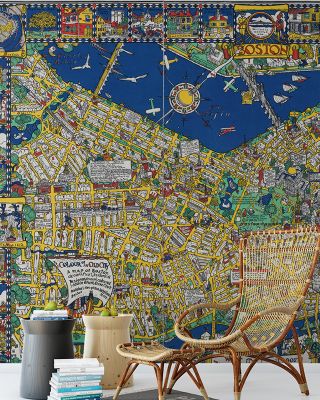 Decorative Boston Map Wallpaper - Detailed City Design