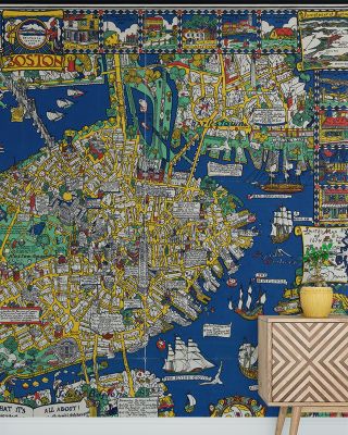 Decorative Boston Map Wallpaper - Detailed City Design