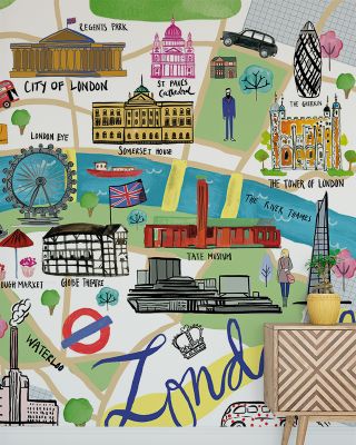 London Essentials City Map Wallpaper - Detailed Streets and Landmarks