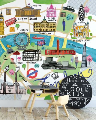 London Essentials City Map Wallpaper - Detailed Streets and Landmarks