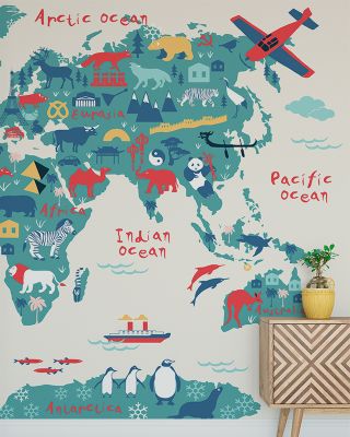 Eurasia Calling World Map Wallpaper - Detailed Eurasian Cities Design