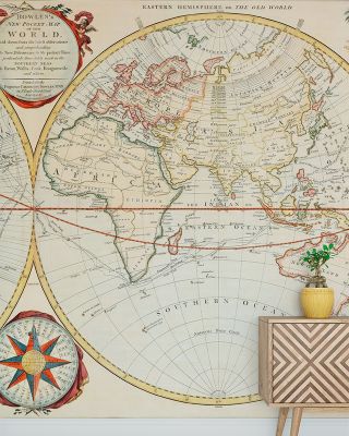19th Century World Map Wallpaper - Vintage Global Map