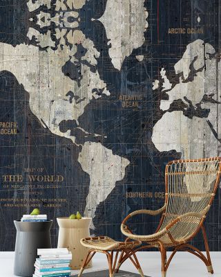 Old World Map Blue Wallpaper
