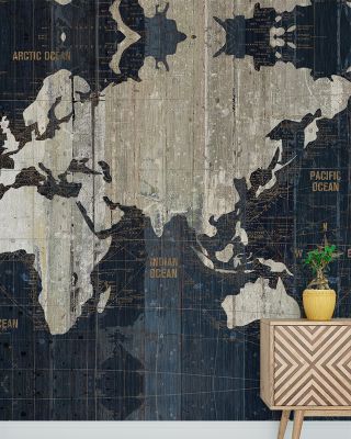 Old World Map Blue Wallpaper