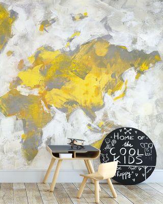 Yellow World Map Wallpaper
